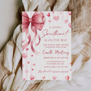 A Little Sweetheart Valentine Bow Baby Shower Invitation