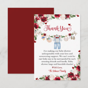 A Little Sweetheart Valentine Boy Baby Shower Thank You Card