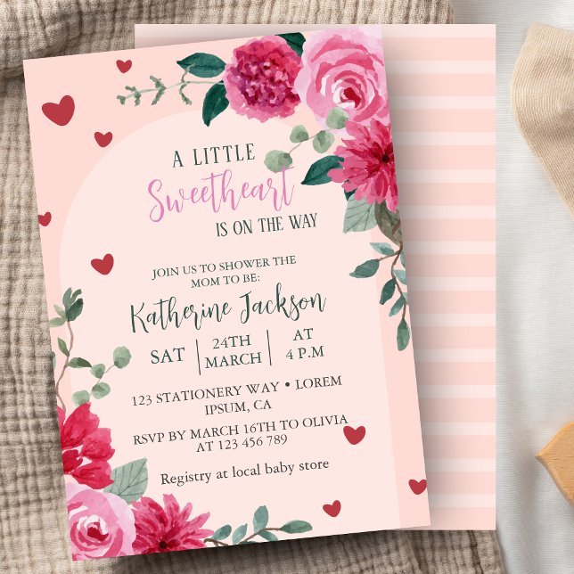 A little sweetheart valentine hearts baby shower  invitation (Creator Uploaded)