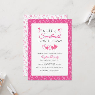 A Little SweetHeart Valentine Hearts Baby Shower Invitation