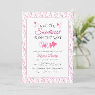 A Little SweetHeart Valentine Hearts Baby Shower Invitation