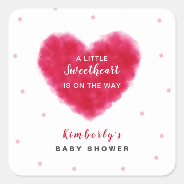 A Little Sweetheart Valentines Baby Shower  Square Sticker (Front)