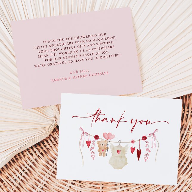 A Little Sweetheart Valentine's Baby Shower  Thank You Card (Creator Uploaded)