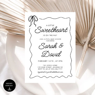 A Little Sweetheart Valentines Bow Baby Shower Invitation