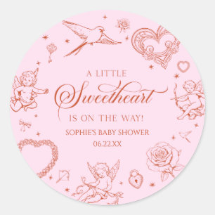 A Little Sweetheart Valentine's Day Baby Shower Classic Round Sticker