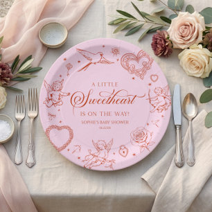 A Little Sweetheart Valentine's Day Baby Shower Paper Plate