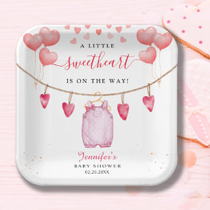 A Little Sweetheart Valentine's Day Baby Shower Paper Plate
