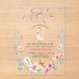 A Little Sweetie Goose Girl Baby Shower Acrylic Invitations