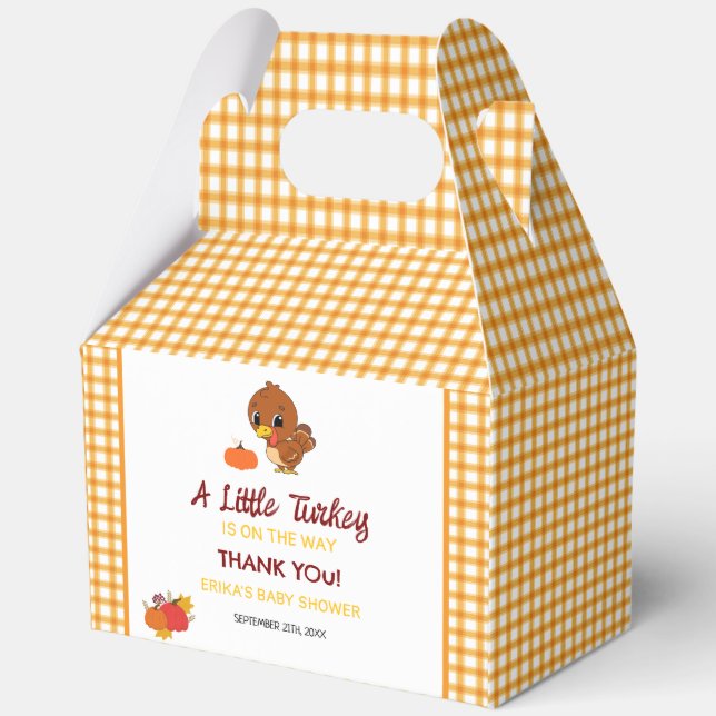 A Little Turkey Baby Shower Fall Thanksgiving  Favor Box (Back)