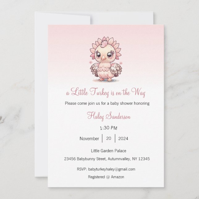 A Little Turkey is on the Way Invitation, Thanks  Invitation (Front)