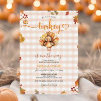 A Little Turkey Orange Gingham Autumn Baby Shower