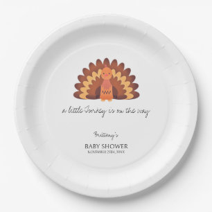 A Little Turkey Thanksgiving Baby Shower Paper Plate
