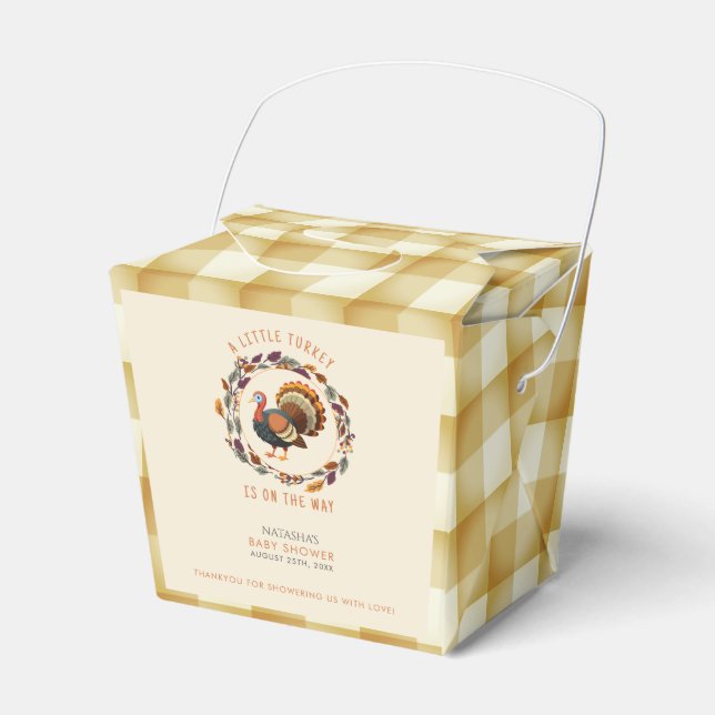 A Little Turkey Thanksgiving Fall Baby Shower Favor Box (Front Side)