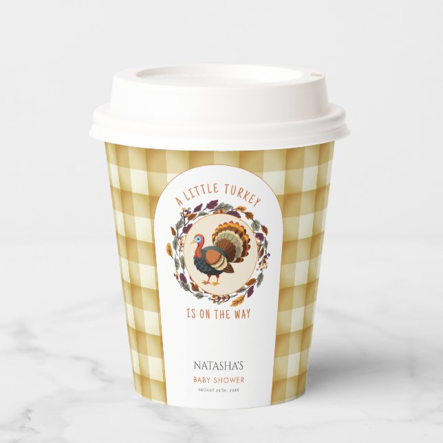 A Little Turkey Thanksgiving Fall Baby Shower Paper Cups (Front)