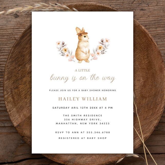 A Little Whimsical Bunny Wildflower  Baby Shower Invitation (A Little Whimsical Bunny Wildflower Baby Shower Invitation)