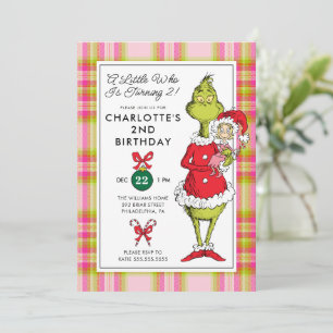 "A Little Who Is Turning 2!" Grinch Birthday Holiday Card