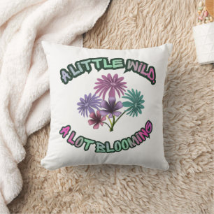 A Little Wild A Lot Blooming Floral Aesthetic  Throw Pillow
