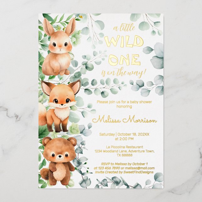A little Wild One Baby Animals Baby Shower (Front)