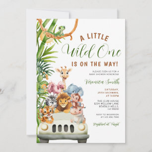 A Little Wild One Baby Shower Forest Animals Truck Invitation