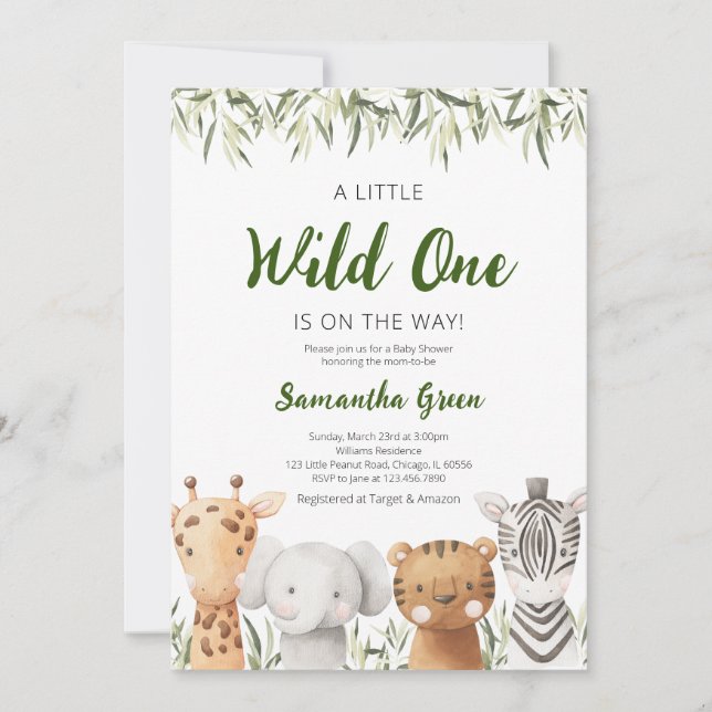 A Little Wild One Baby Shower Invitation (Front)