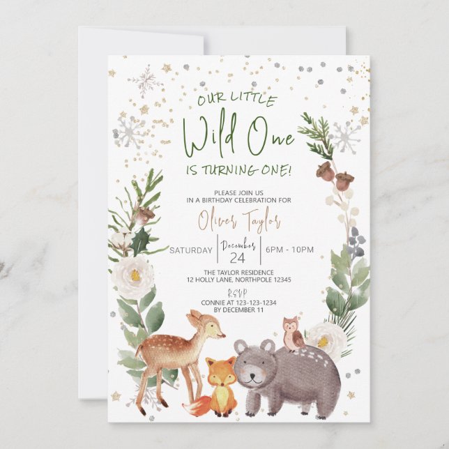 A Little Wild One Birthday Invitation (Front)