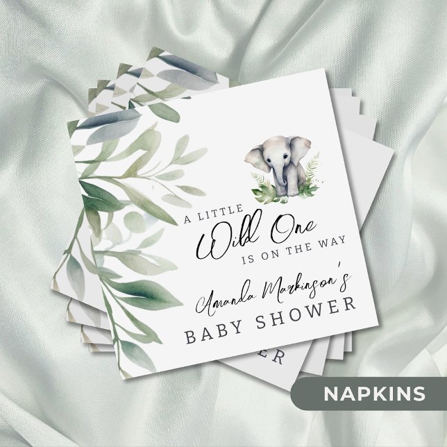 A Little Wild One Elephant Baby Shower Party Napkin (Creator Uploaded)