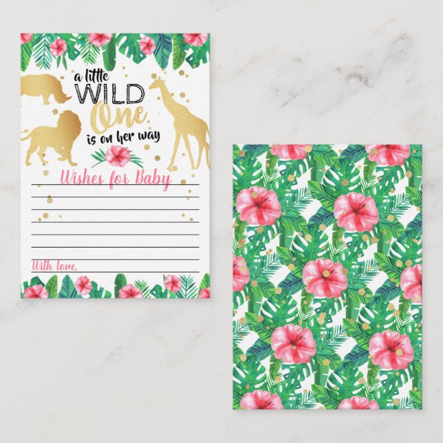 A Little Wild One Is On Her Way Girls Baby Shower Advice Card (Front/Back)