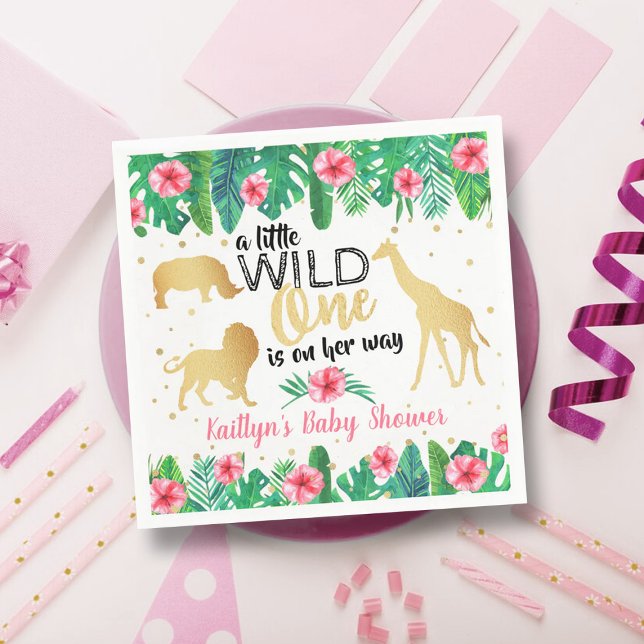 A Little Wild One Is On Her Way Girls Baby Shower Napkin (Creator Uploaded)
