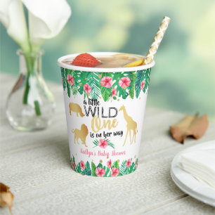A Little Wild One Is On Her Way Girls Baby Shower Paper Cups