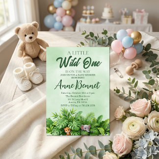 A Little Wild One Is On The Way Baby Shower  Invitation
