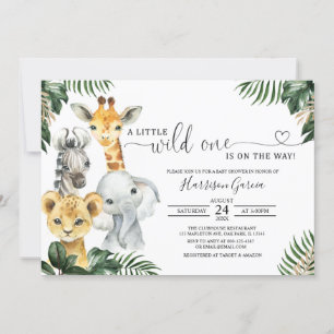 A Little Wild One Jungle Animals Baby Shower Invitation
