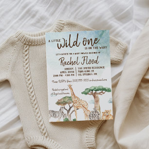 A Little Wild One Safari Animals Baby Shower Invitation