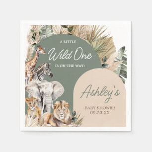 A Little Wild One Safari Animals Baby Shower Napkin