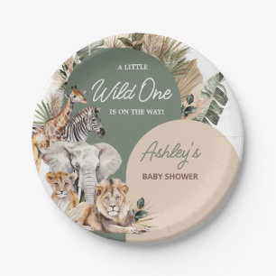A Little Wild One Safari Animals Baby Shower Paper Plate