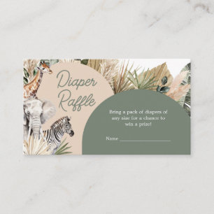 A Little Wild One Safari Animals Diaper Raffle Enclosure Card