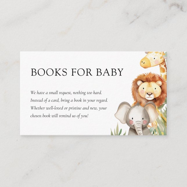A Little Wild One Safari Baby Shower Enclosure Card (Front)