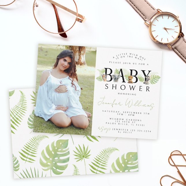A little wild one Safari baby shower photo  Invitation (Creator Uploaded)