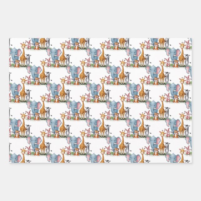 A little wild safari It's boy baby shower Wrapping Paper Sheet (Front)