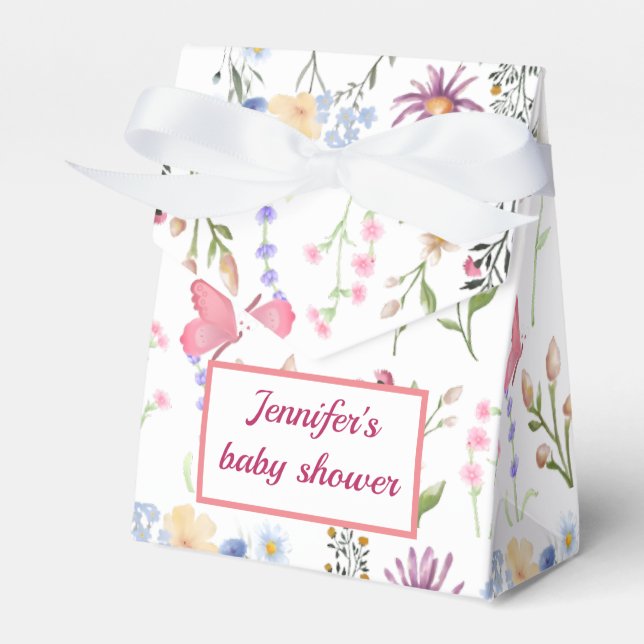 a little wildflower baby girl shower favor box (Front Side)