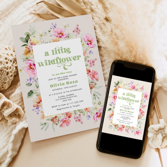 A little wildflower baby girl shower invitation (Creator Uploaded)