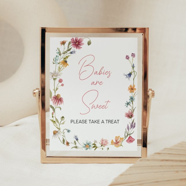 A Little Wildflower Baby Shower Babies are Sweet Poster (Wildflower is on the way Baby Shower Babies are Sweet Sign)