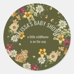 A little wildflower baby shower classic round sticker