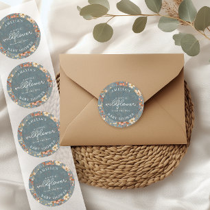 A Little Wildflower Baby Shower Floral Design Classic Round Sticker