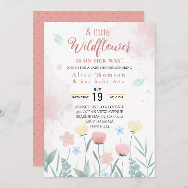 a little wildflower baby shower invitation (Front/Back)