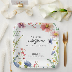 A Little Wildflower Baby Shower Paper Plate