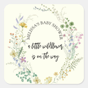 A little wildflower baby shower square sticker