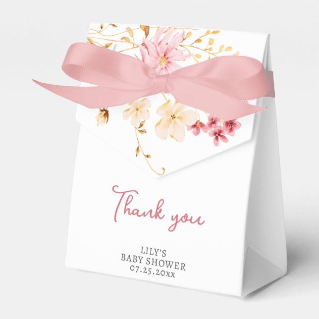 A Little Wildflower Baby Shower Thank You Favor Box (Front Side)
