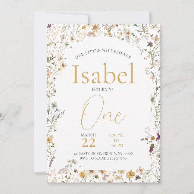 A Little Wildflower Birthday Invitation (Front)