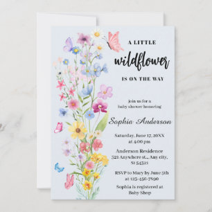 A Little Wildflower Blue Baby Shower Invitation