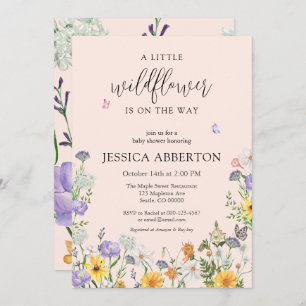 A Little Wildflower Blue Pink Neutral Baby Shower Invitation